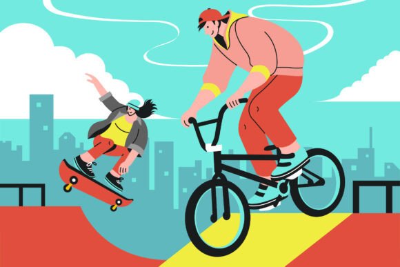 BMX & Skater Duo: Capturing the Energy of Shared Ramps