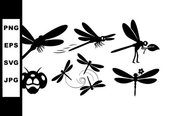 Dragonfly Silhouette Vector Set: Natural Motion in Design