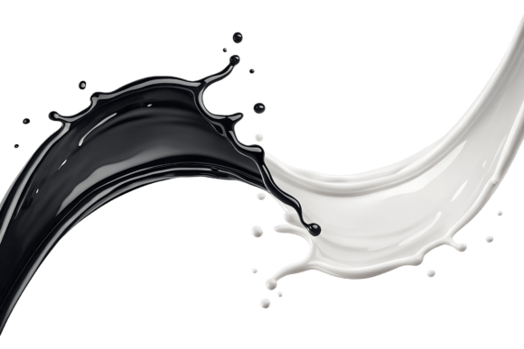 Dynamic Contrast: Using Black and White Liquid Splash Isolated