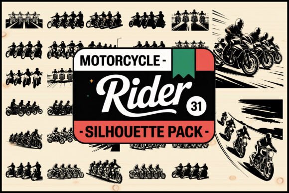 Dynamic Motorcycle Rider Silhouette SVG Bundle for Creators