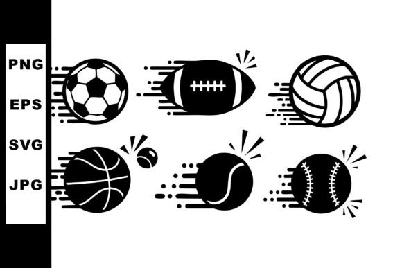 Dynamic Sports Balls Vector Set: Bold Silhouettes for Action-Packed Design