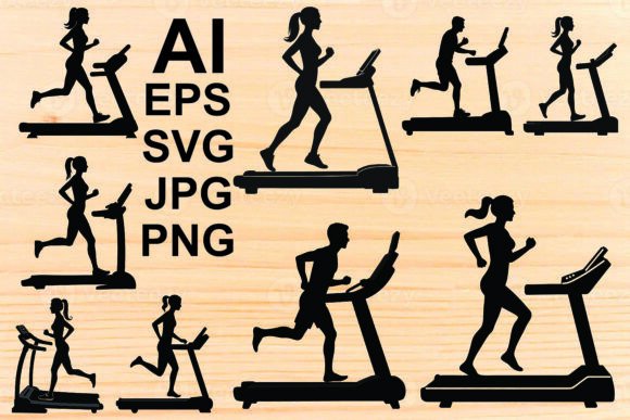 Dynamic Visuals: Woman Running on Treadmill Silhouette