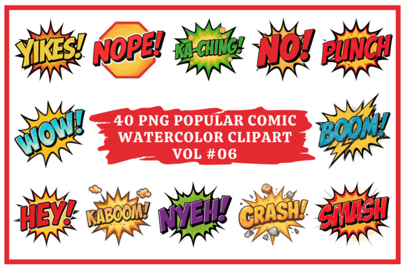 Energize Your Projects with Popular Comic Watercolor Clipart
