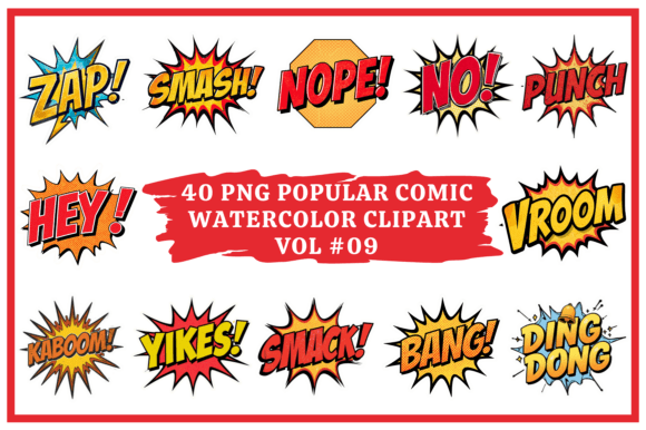 Explosive Design: Comic Watercolor Clipart Vol #09