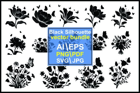 Floral and Butterfly Silhouettes: A Design Asset Bundle