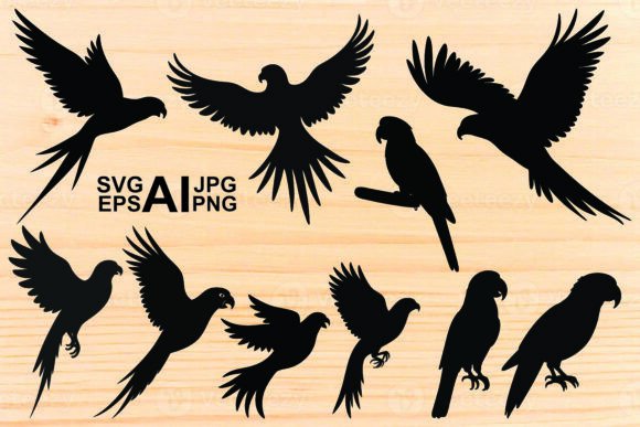 Parrot Bird Silhouette Collection Vector: Your Design Toolkit