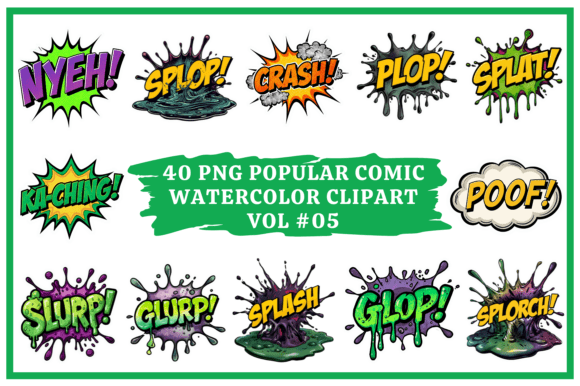 Popular Comic Watercolor Clipart Vol #05: Injecting Explosive Energy