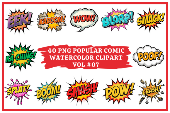 Popular Comic Watercolor Clipart Vol #07: Design Energy