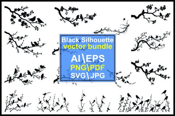 Silhouette Birds on Branches Flower: Nature-Inspired Design