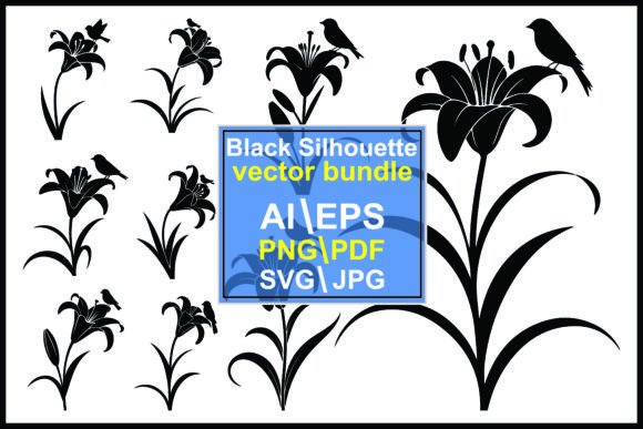 Silhouette Lilies & Birds: A Nature-Inspired Design Collection