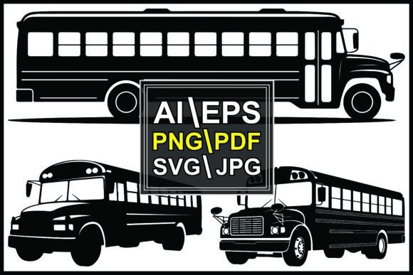 Silhouette School Buses in Different Sty: A Versatile Design Asset