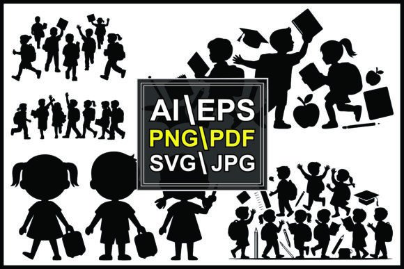 Silhouettes of Children School Supplies: A Designer's Guide