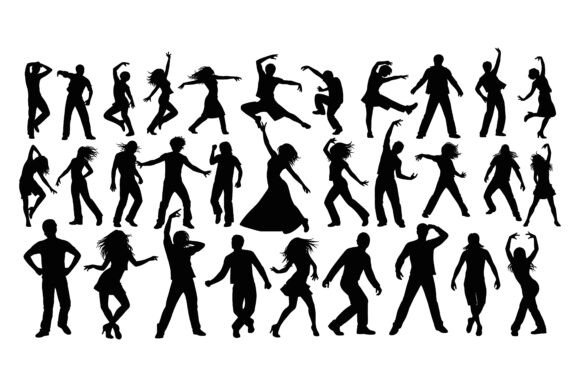 Silhouettes of People Dancing Set: Dynamic Visuals