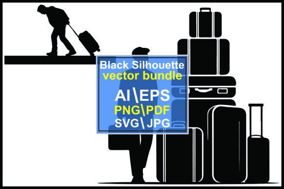 Silhouettes of People Luggage Suitcases: A Designer's Visual Toolkit