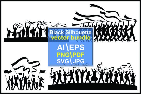 Silhouettes of People Marching Flags: Bold Visual Storytelling