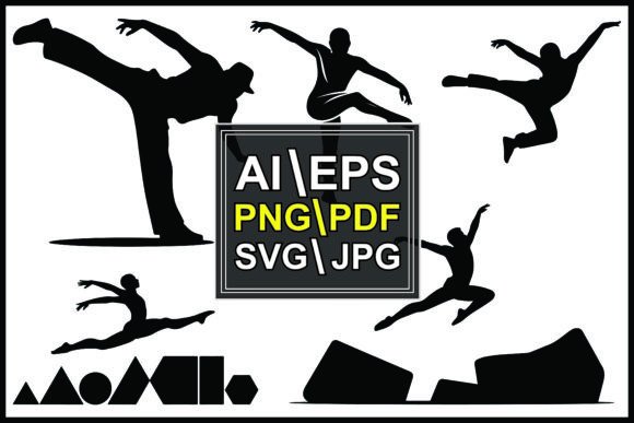 Silhouettes of People Performing Acrobat: Dynamic Design Assets