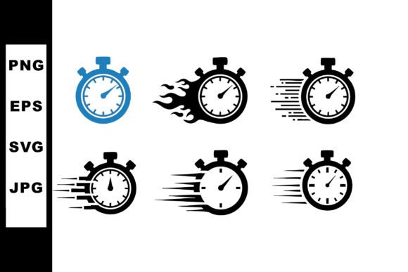 Stopwatch Icons Set: Capturing Speed and Time in Vector Art