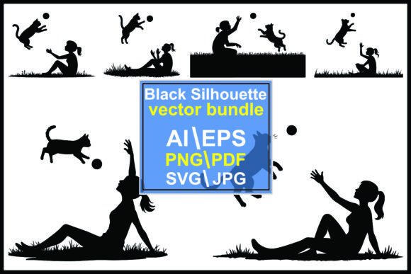 The Art of Connection: Silhouette of Woman and Cat in Design